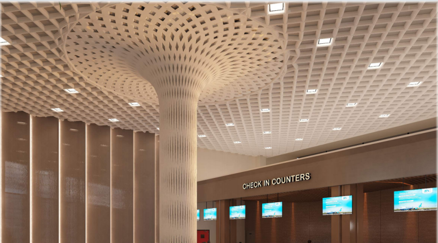 出口剛果金機場GRG鏤空吊頂GRG柱子工程 出口剛果金機場GRG鏤空吊頂GRG柱子工程