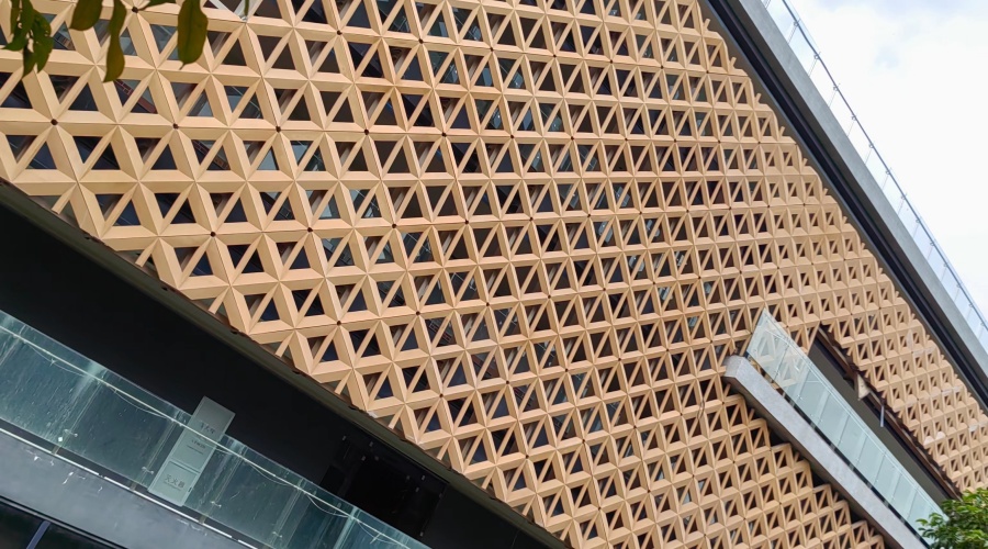 惠州茶園UHPC鏤空幕墻板完工落地效果