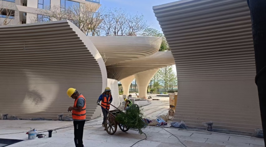 三亞海棠灣售樓部GRC柱子景觀造型落地效果